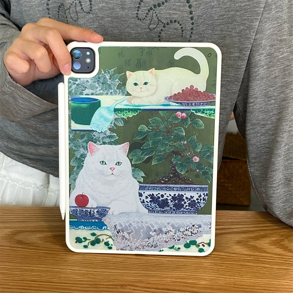 Funda Acrylic Case for iPad 10th 11th Generation Air11 2025 2024 Pro11 Air4 5 10.9 A16 7 8 9th 10.2 10.5 9.7 Mini6/7 Funny Cat