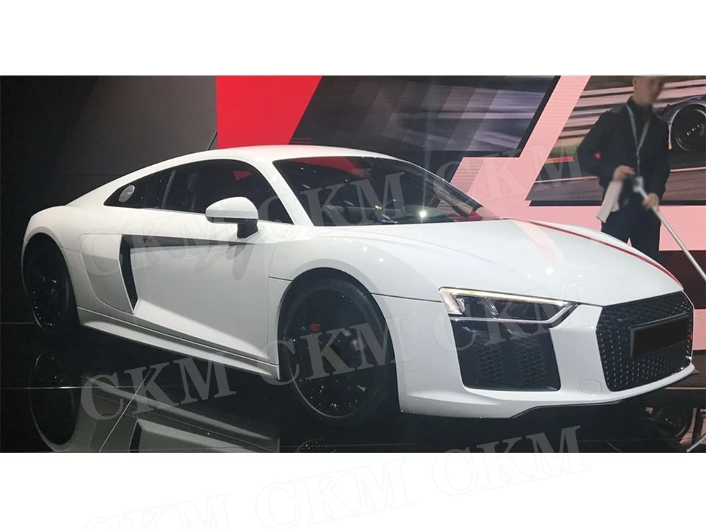 ألياف الكربون الجبهة حافة مصد السيارة المفسد الذقن الخائن لأودي R8 V8 V10 2017-2020 سيارة FRP الجسم أطقم اكسسوارات #4