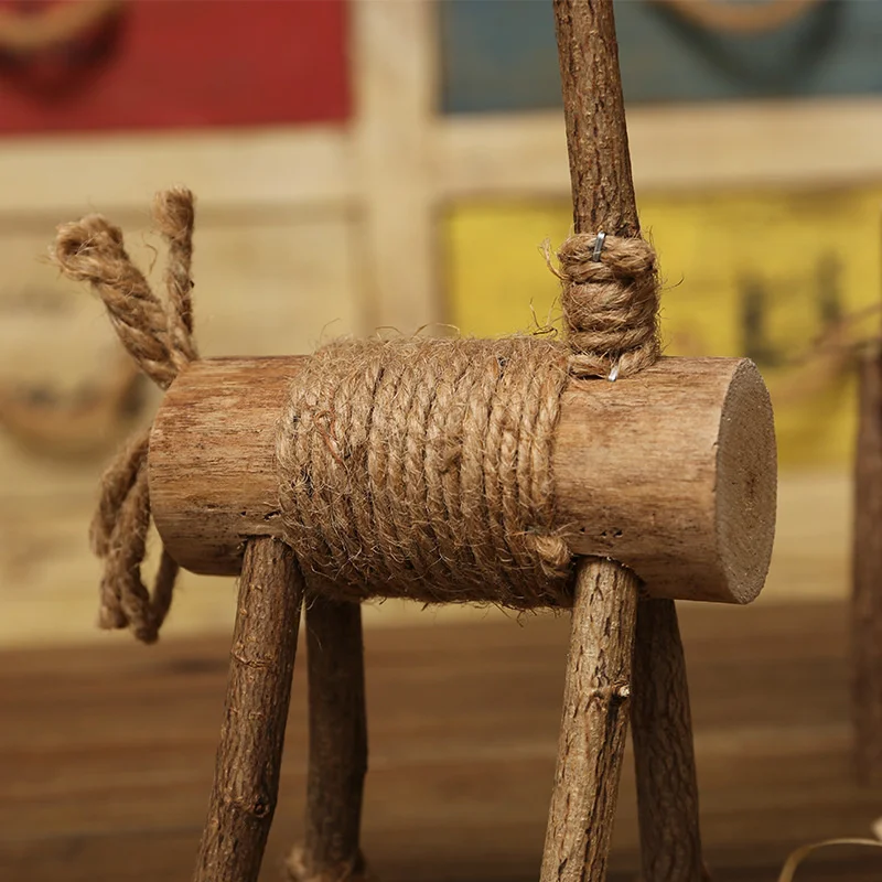 wooden couple deer ornaments gifts creative wooden handicrafts desktop decoration window display