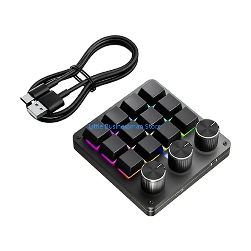 Plug-In Programmable Keypad 12Keys 3 Knob for Editing Design Streaming Office and Gaming Command Control M76A