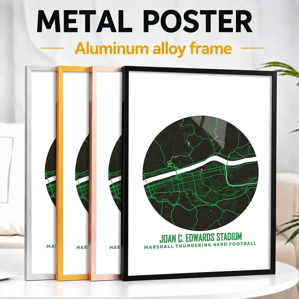 Joan C Edwards Stadium Metal Poster With Aluminum Alloy Frame Personalized Cartographic Wall Art For Sports Memorabilia Room