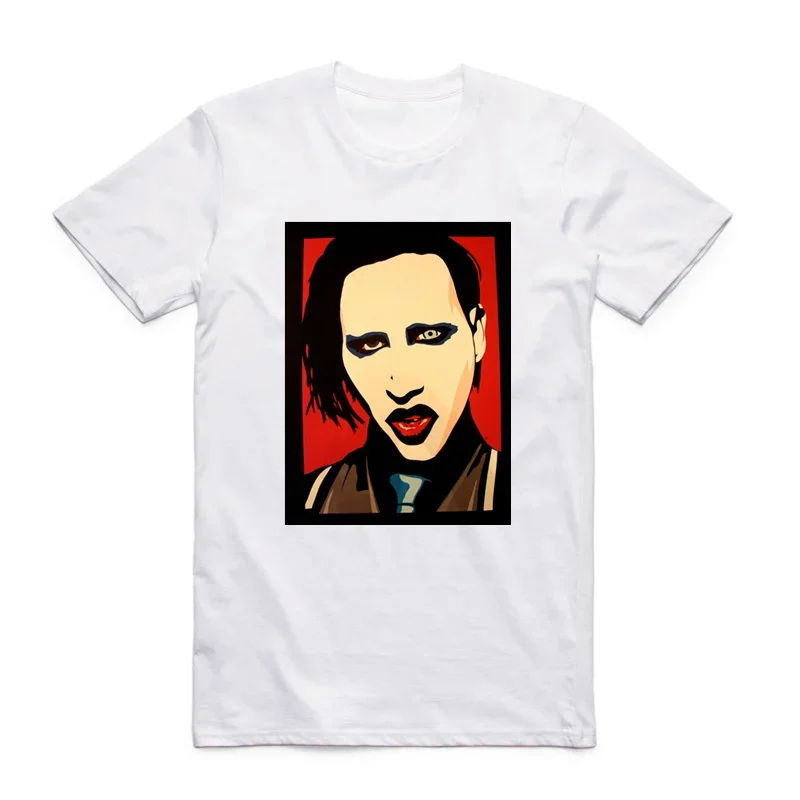 Asian Size Men And Women Printing Marilyn Manson Rock T-shirt Summer Casual O-Neck Short Sleeves T-shirt HCP4073