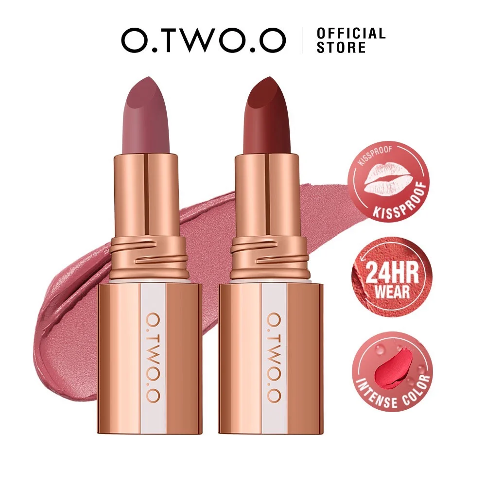 O.TWO.O Matte Lipstick Lip Tint 8 Colors Waterproof Long Lasting Non-stick Cup Sexy Highly Pigmented Velvet Lip Sticks Lip Stain