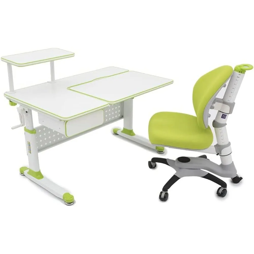 

Рабочий стол 43 дюйма с регулируемой высотой, с выдвижным ящиком и стулом (комплект стола и стула — серия DX, зеленый)