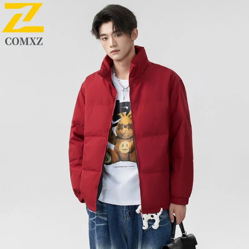 

COMXZ новая толстая хлопковая стеганая куртка премиум-класса для бизнеса с воротником-стойкой, дорожная куртка-пуховик, минималистичный пуховик, мужская одежда