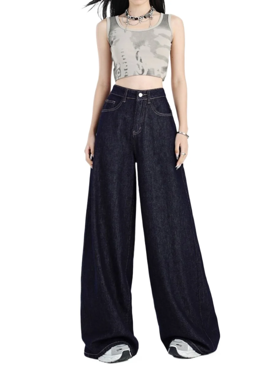 Autumn/Winter New Women's Jeans Commuting High Waist Oversized Wide Leg Pants