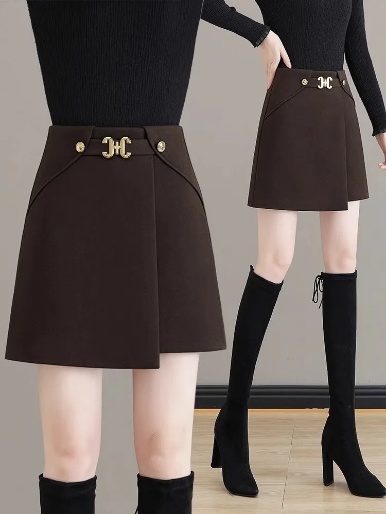 

High Waist Asymmetrical Skirt Women's Autumn Winter ort Skirt A-Line Skirt Bodycon Skirt Trendy Commute Warmth Fitted