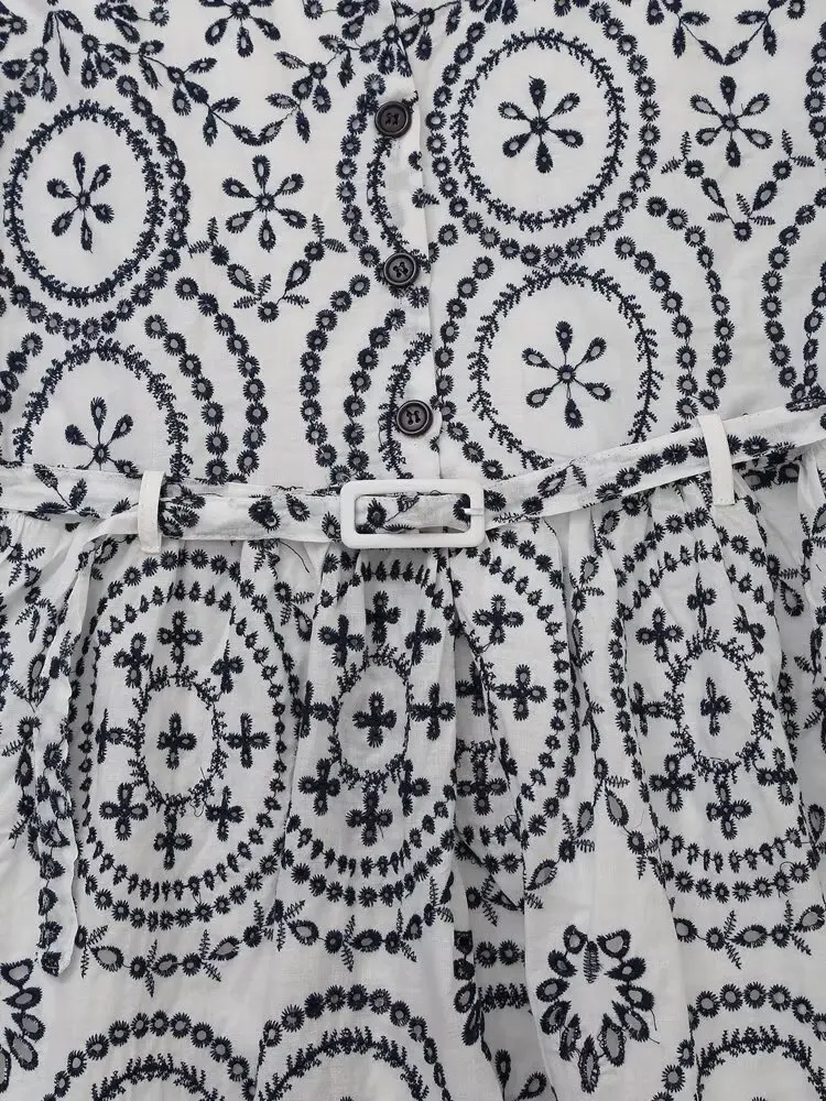 فساتين نسائية صيفية مطرزة أنيقة من KONDALA بدون أكمام ورقبة على شكل حرف v وأزرار وشاحات فساتين غير رسمية موضة 2025 فساتين عتيقة