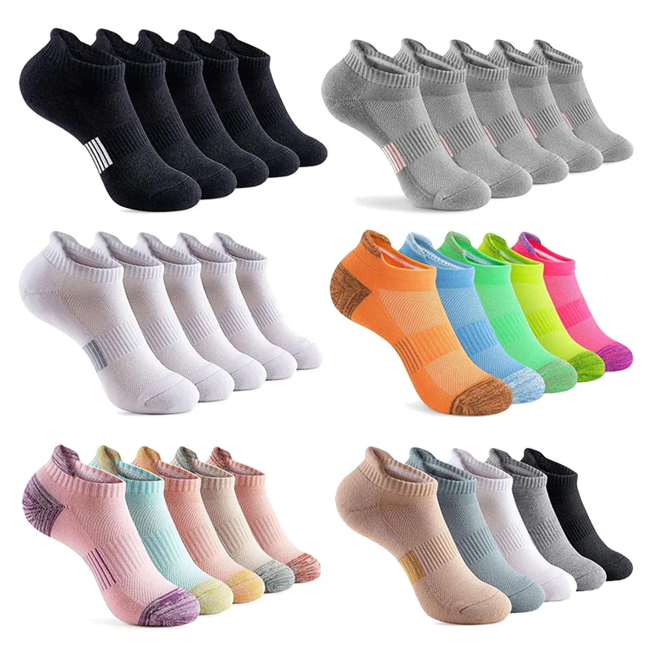 5 أزواج من الجوارب الرقيقة ذات الحجم الكبير للجنسين والتي تسمح بمرور الهواء وجوارب رقيقة للجري عند الكاحل