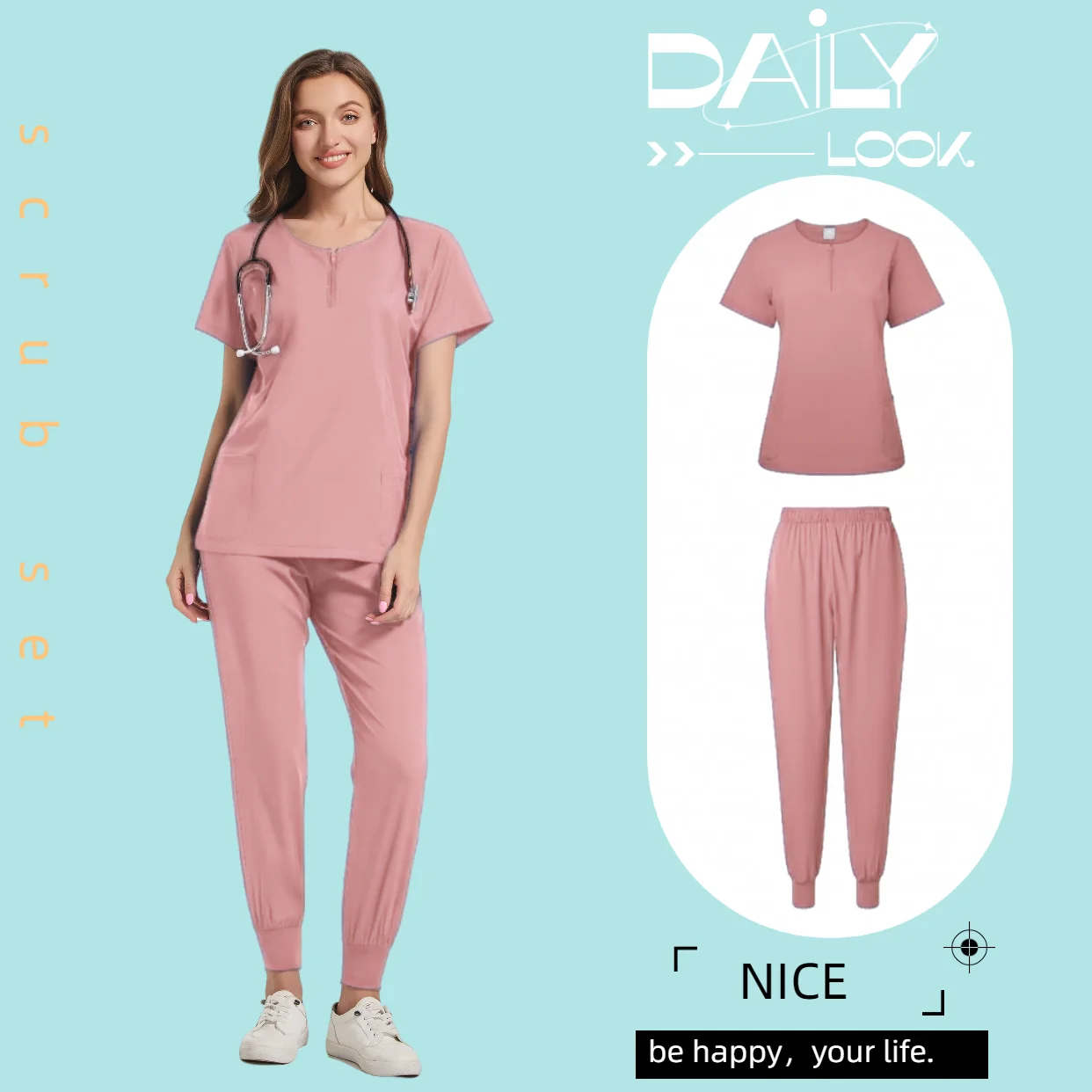 Factory Direct Fashionable Medical Top Uniforms Scrubs Sets Uniforms Dentist Spandex Jogger Scrub Suit Hospital Nursing Scrubs