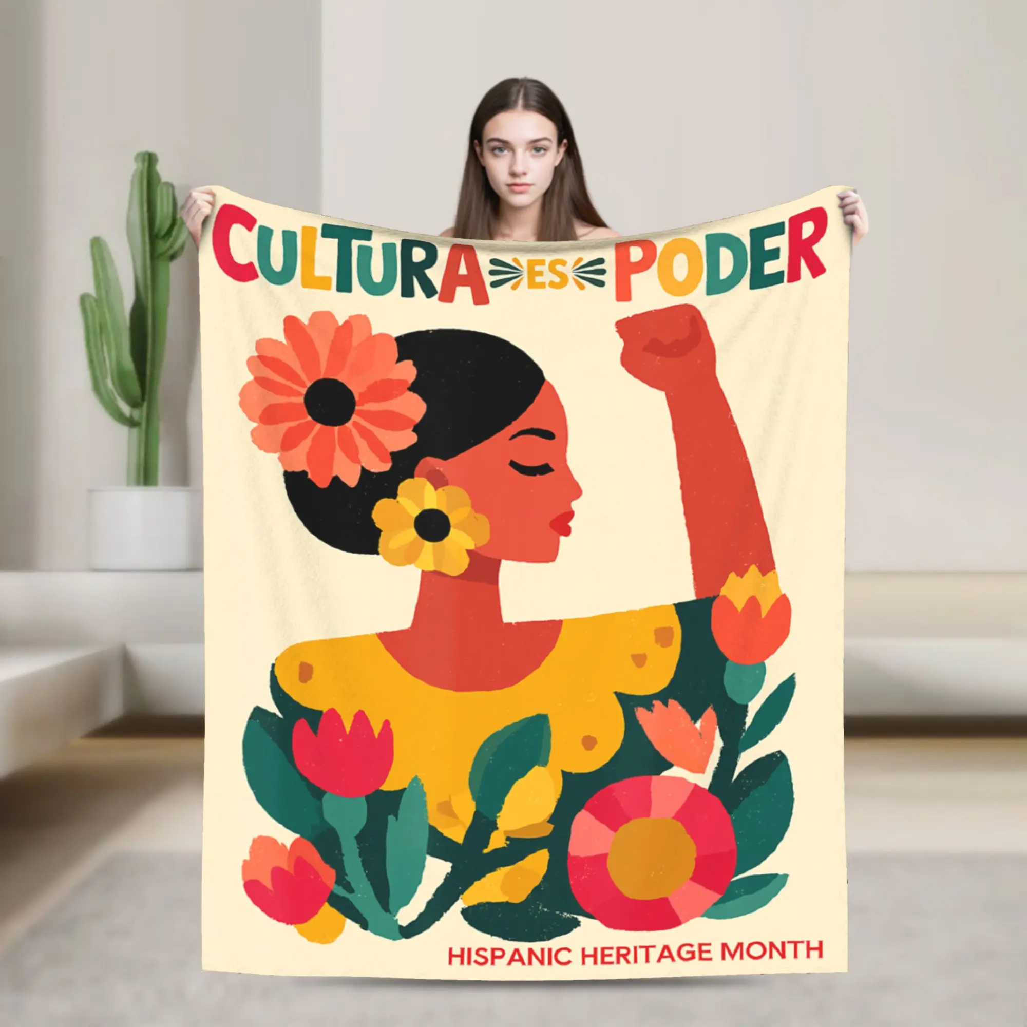 Cultura ES Poder Hispanic Heritage Latina Empowerment Blanket Quality Soft Cozy Bedding Throws Winter Travel Couch Bed Bedspread
