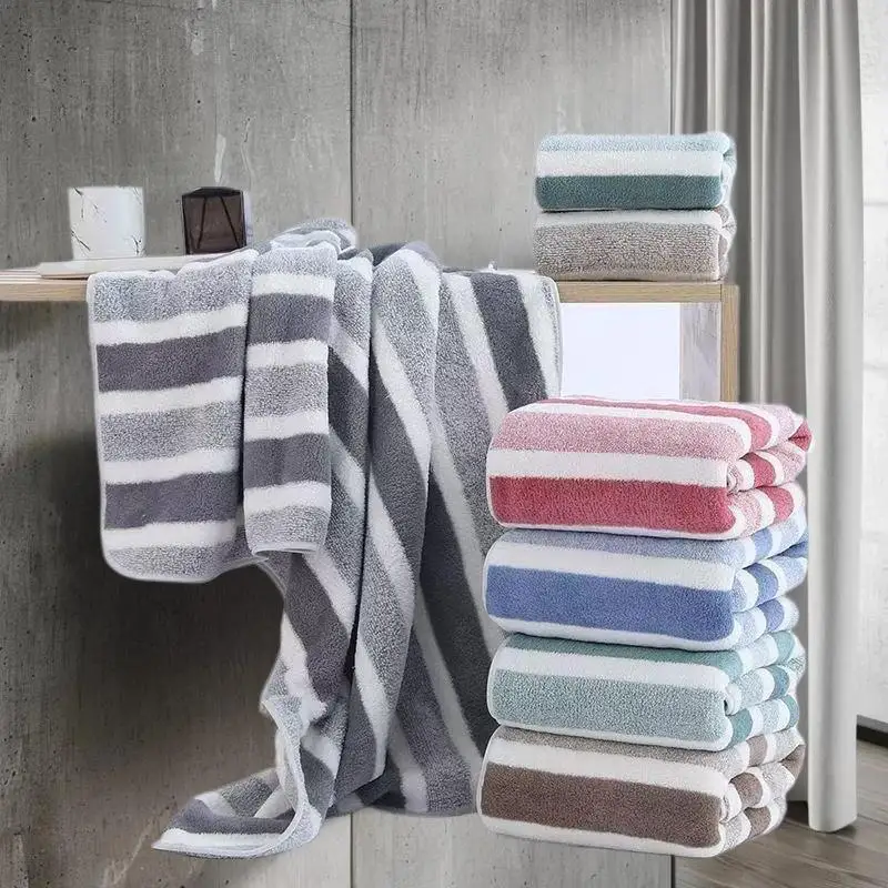 High-Absorption Quick-Dry Bath Towel - Thick Coral Fleece, Non-Shedding & Durable, Perfect for Daily Family Use & Beach Trips