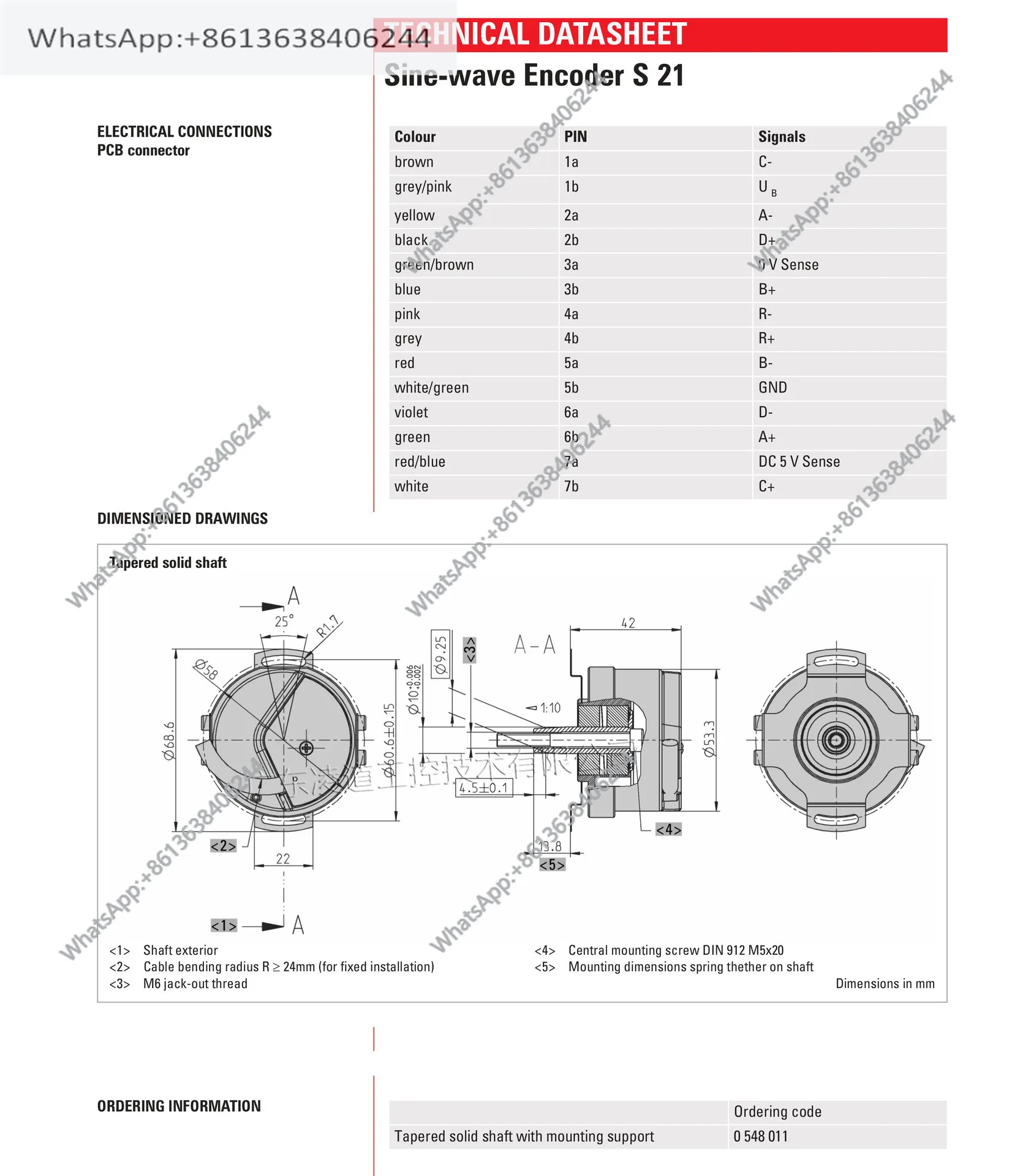 0548001 HENGSTLER Encoder S21-2048.11 New original, quality assurance