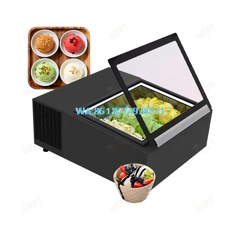 Wmwmnu for 110V 220V Rapid Cooling 3-drawer Desktop Small Ice Cream Display Cabinet Tabletop Direct Cooling Gelato Freezer