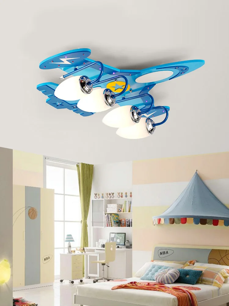 Full Spectrum Eye Protection Children's Lamps Creative Aircraft Lamp Bedroom Light Room Ceiling Lamp Boy Cartoon Lighting