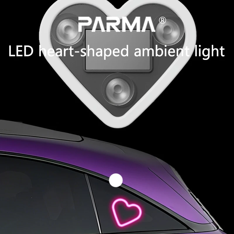 Car LED window illuminated heart-shaped ambient light, solar interior heart-shaped neon light ambient light decoration