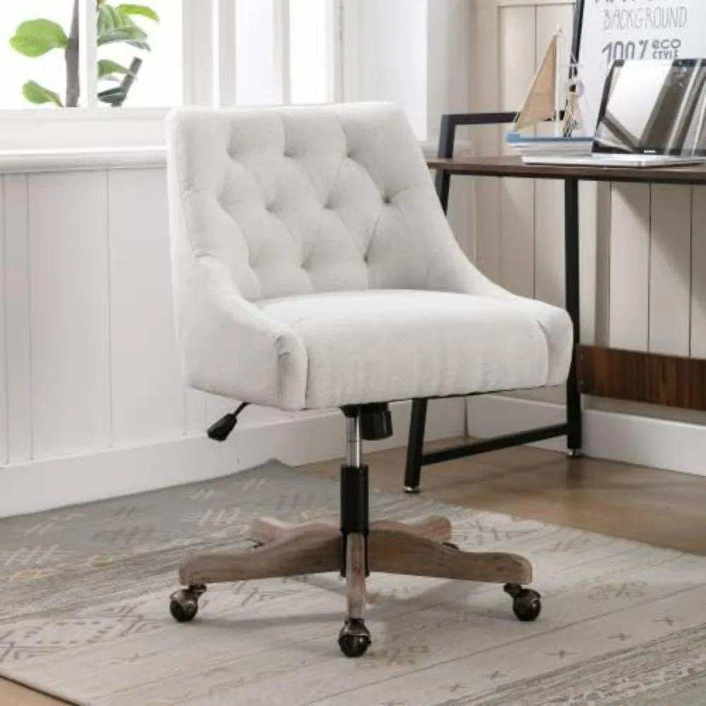 

Swivel Home Office Chair, Modern Fabric Upholstered Tufted Accent Computer Desk Chair Height Adjustable Swivel Vanity Chair