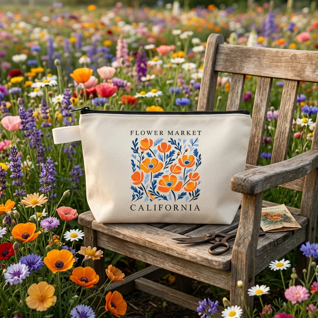 Plant Lovers Flowers and Dandelion Cosmetic Bag New Term Fashion Gift Zipper Teacher's Day Gift Pencil Box Mouth Red Bag