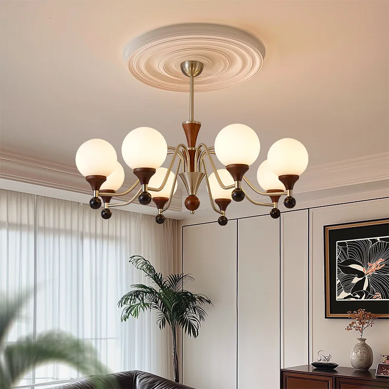 New Chinese Style Antique Style Pendant Light Home Bedroom Pendent Lamp Creamy Glass Restaurant LED Chandelier