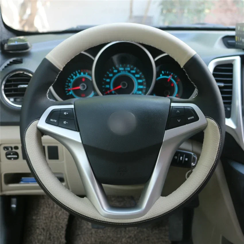 

Чехол на руль из искусственной кожи, сшитый вручную, противоскользящий, прочный, черный, для Changan CS35 EADO, аксессуары для интерьера