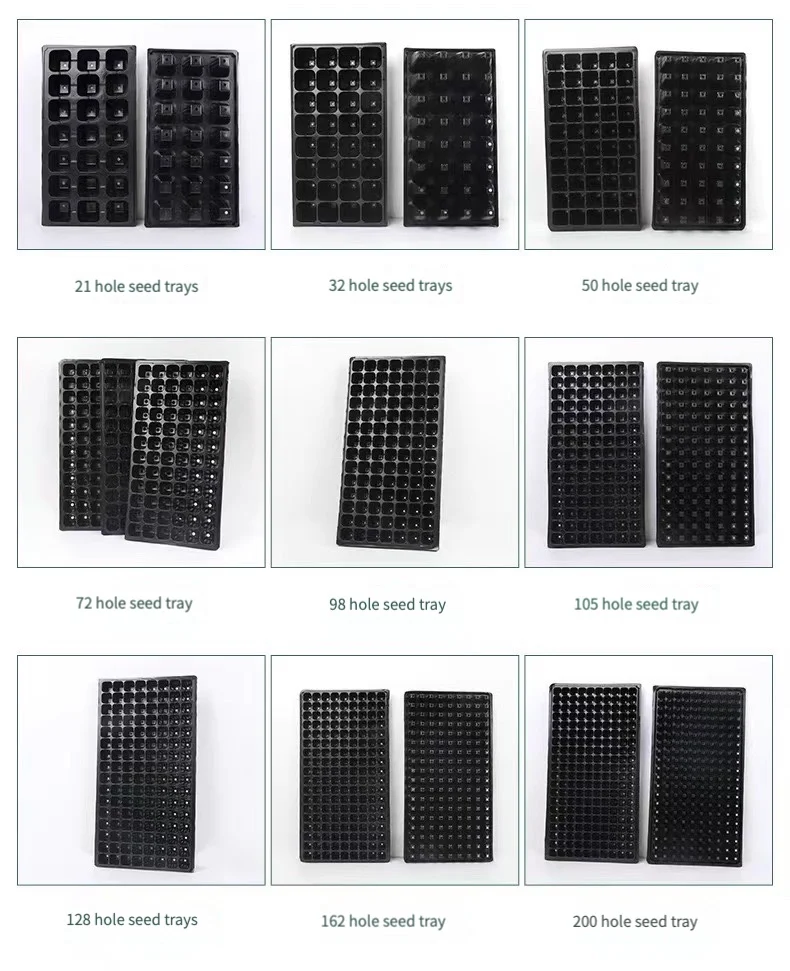 Hot Sale 5Pcs Thickened Seedling Trays 21/32/50/72/98/105/128/200 Hole Plastic Grow Trays For Vegetable Flower Planting