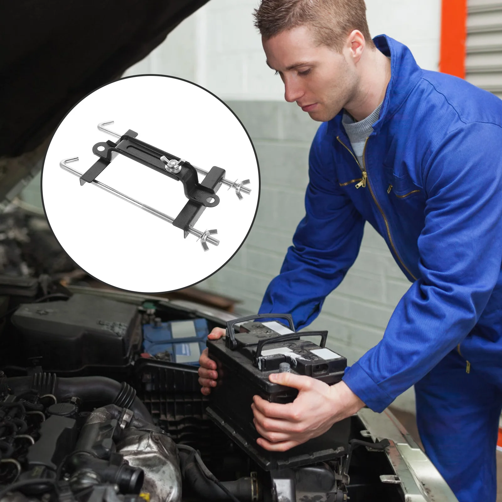 

Adjustable Heavy Duty Bracket Mount for Car Universal Fit Metal Hold Down Tray Secure Automotive Replacement