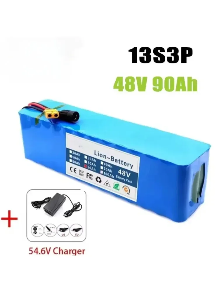 Nieuwe 48V 20Ah 2000W 13S3P DC/T lithium-ionbatterij geschikt voor 48V-motoren met BMS + 54,6V-oplader - afbeelding 2