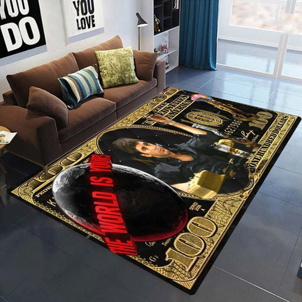 الرجعية S-Scarface تحت عنوان عدم الانزلاق السجاد لغرفة المعيشة أريكة ديكور الحديثة البساط الكلمة حصيرة للرجال غرفة نوم منطقة دائمة السجاد