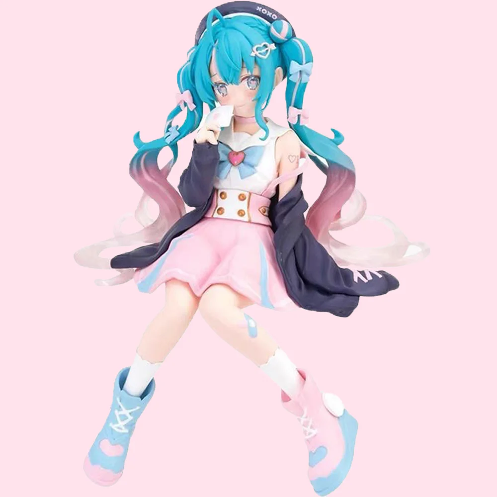 

New Hatsune Miku Anime Figure Toys Cute Sitting Position PVC Action Figurine Cartoon Model Doll