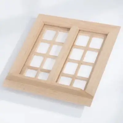 

Миниатюрное неокрашенное деревянное окно в стиле заготовки для украшения мини-домиков, декоративное окно для самостоятельного изготовления, украшение для кукольного домика