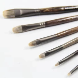 6pcs/set Ferret badger hair Quality northeast birch rod gouache king paintbrush oil paint brush artist Professional Art Supplies