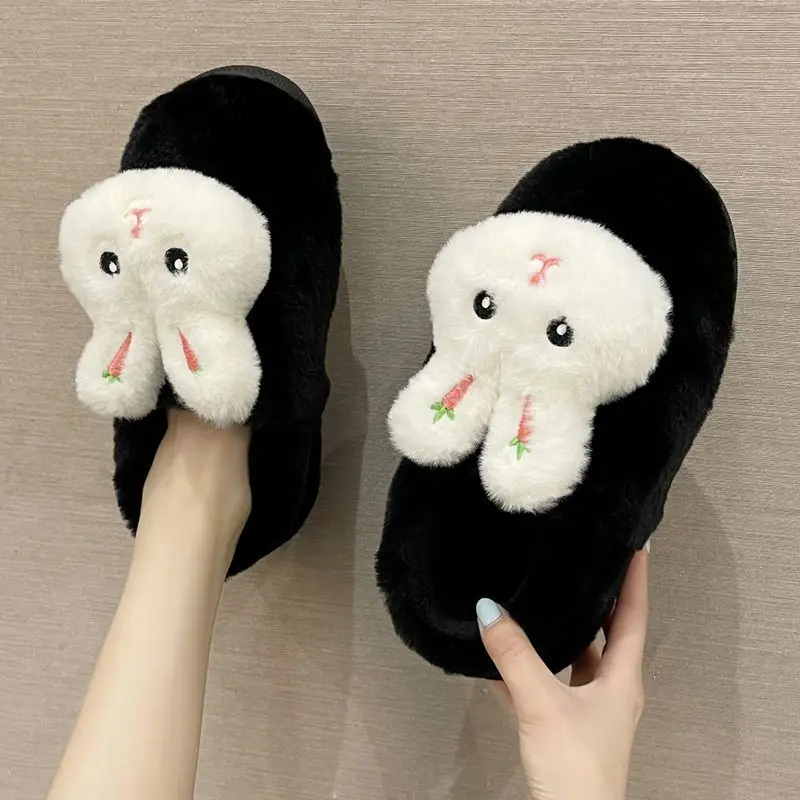 

New 2025 Autumn Winter 3D Rabbit Cute Women's Cotton Shoes Stylish Minimalist Versatile Outdoor Korean Style