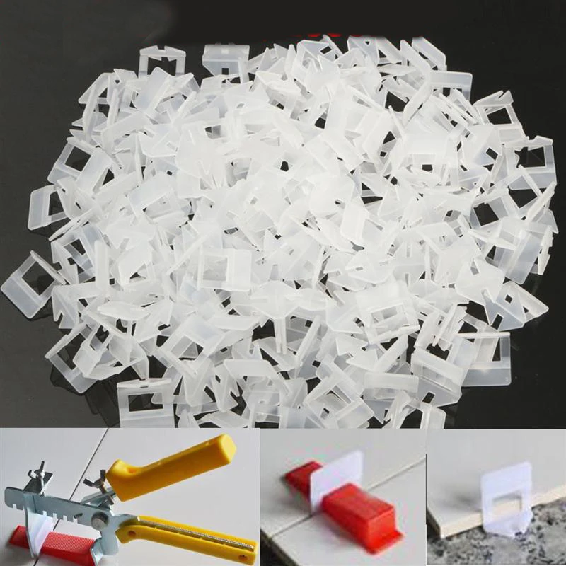 100pcs Tile Leveling System Clips Ceramic Spacers Straps With Piler Wadge For Tile Laying Wall Floor Construction Tools Building