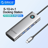 ORICO 5-10-in-1 Docking Station TypeC HUB to 4K60Hz HDMI-compatible USB3.0 Adapter RJ45 PD100W Charge For Macbook Pro Air Laptop