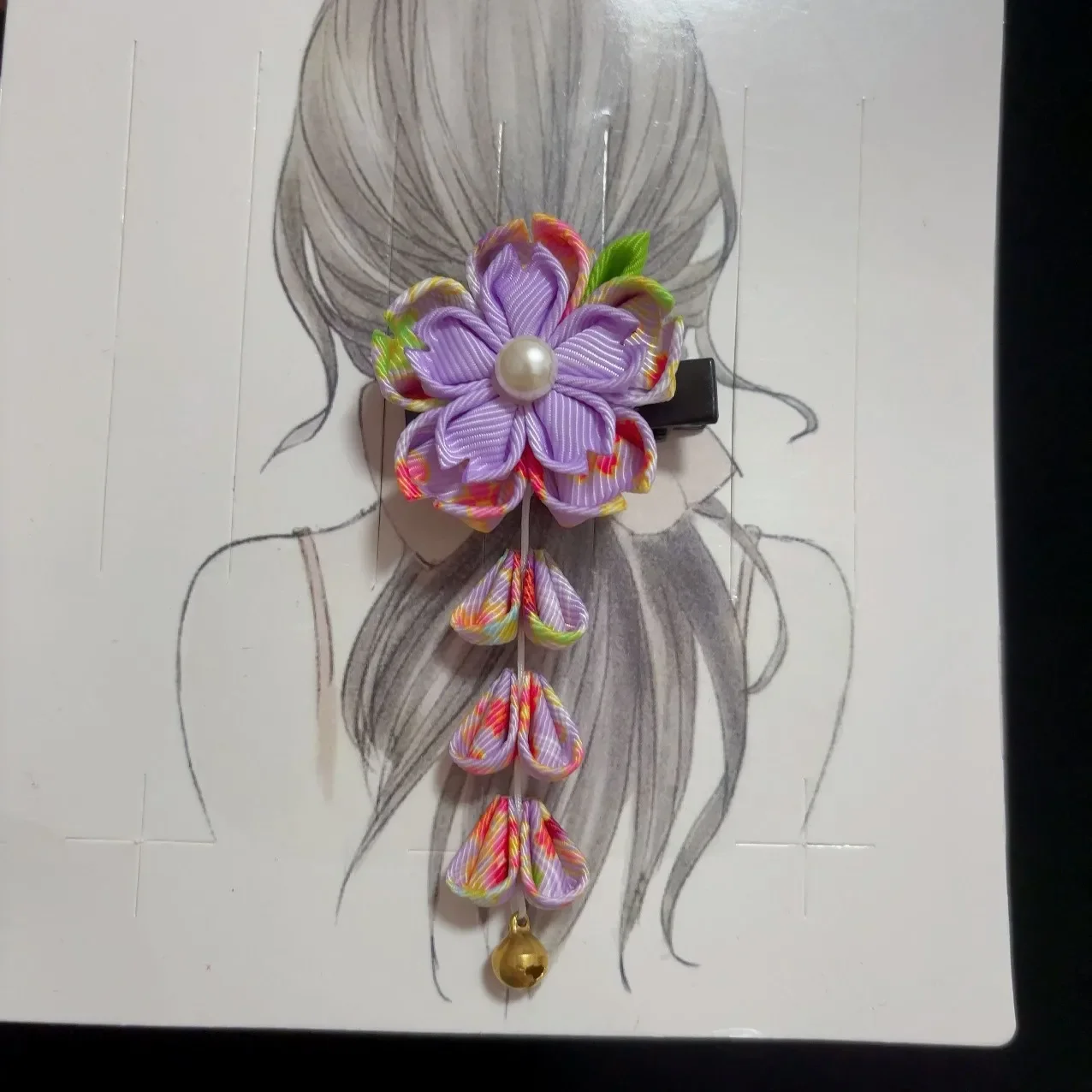 Japanese Kimono Handmade Fabric Flower Hair Accessories Clip Tassel Headwea Headdress Barrette Yukata Festvial Deco
