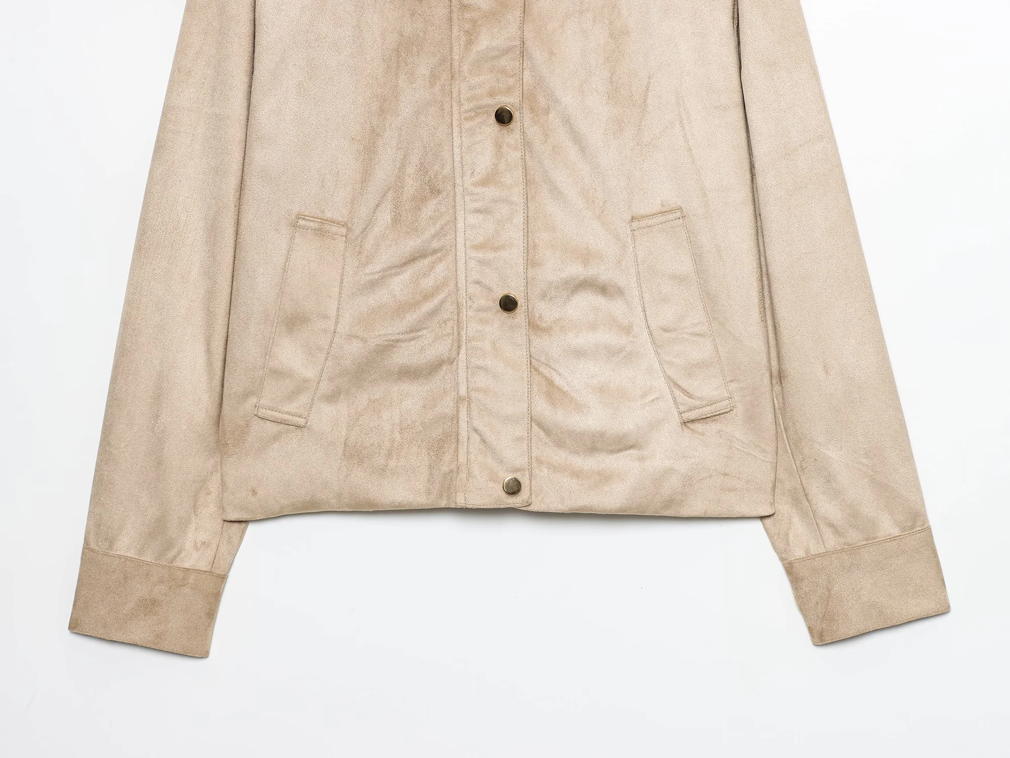 BSAY Autumn New Product 2025 Women's Retro Fashion Casual Stand up Collar Button Zipper Waist Jacket Coat