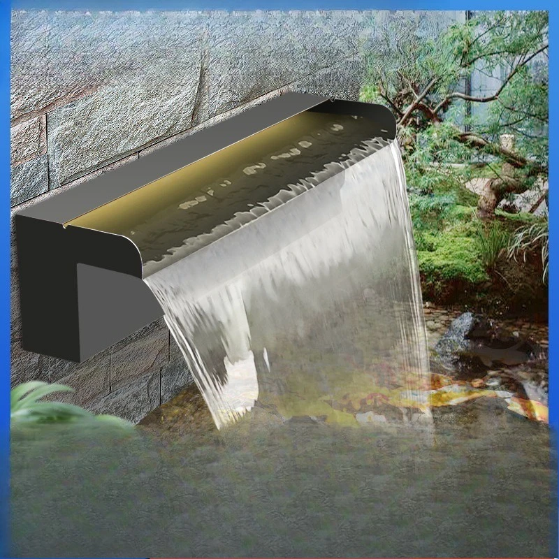 Garden, fish pond, rockery, flowing water wall, stainless steel waterfall, waterscape pool, waterfall stacked water spray