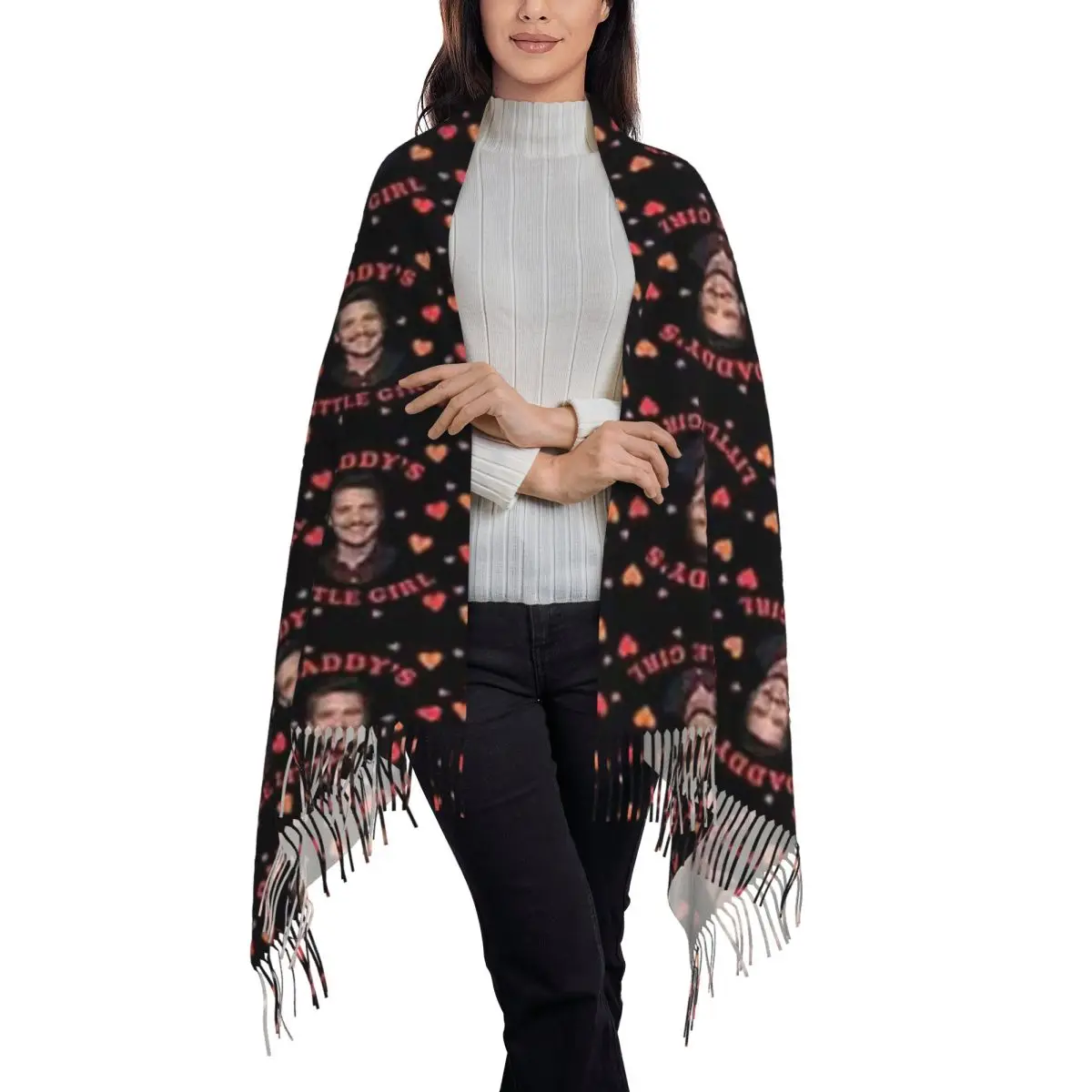 Pedro Pascal Funny Meme Scarf Tassel Scarves for Women Soft Warm Shawls and Wraps Long Fall Winter Shawl Wrap