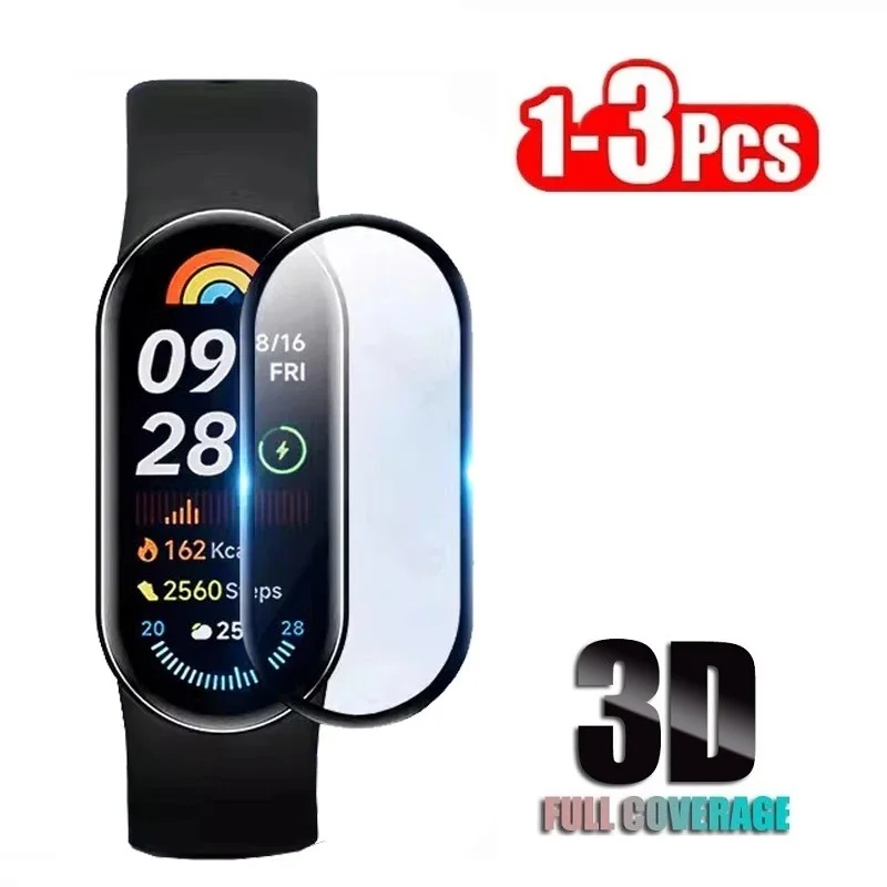 طبقة حماية منحنية ثلاثية الأبعاد متوافقة مع واقي شاشة Xiaomi Smart Band 9 لـ Xiaomi Mi Band 9 Band9 Miband 9 Film Foil