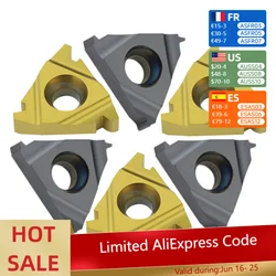 10pc 16ER / 22ER 1.5TR 2TR 2.5TR 3TR 4TR 5TR 6TR carbide thread insert trapezoid thread turning tool blade