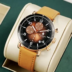 SAPPHERO Classic Business Quartz Men's Watch 5ATM Waterproof Watch Gift Box Set 42mm Large Dial Date Function Wrist Watch