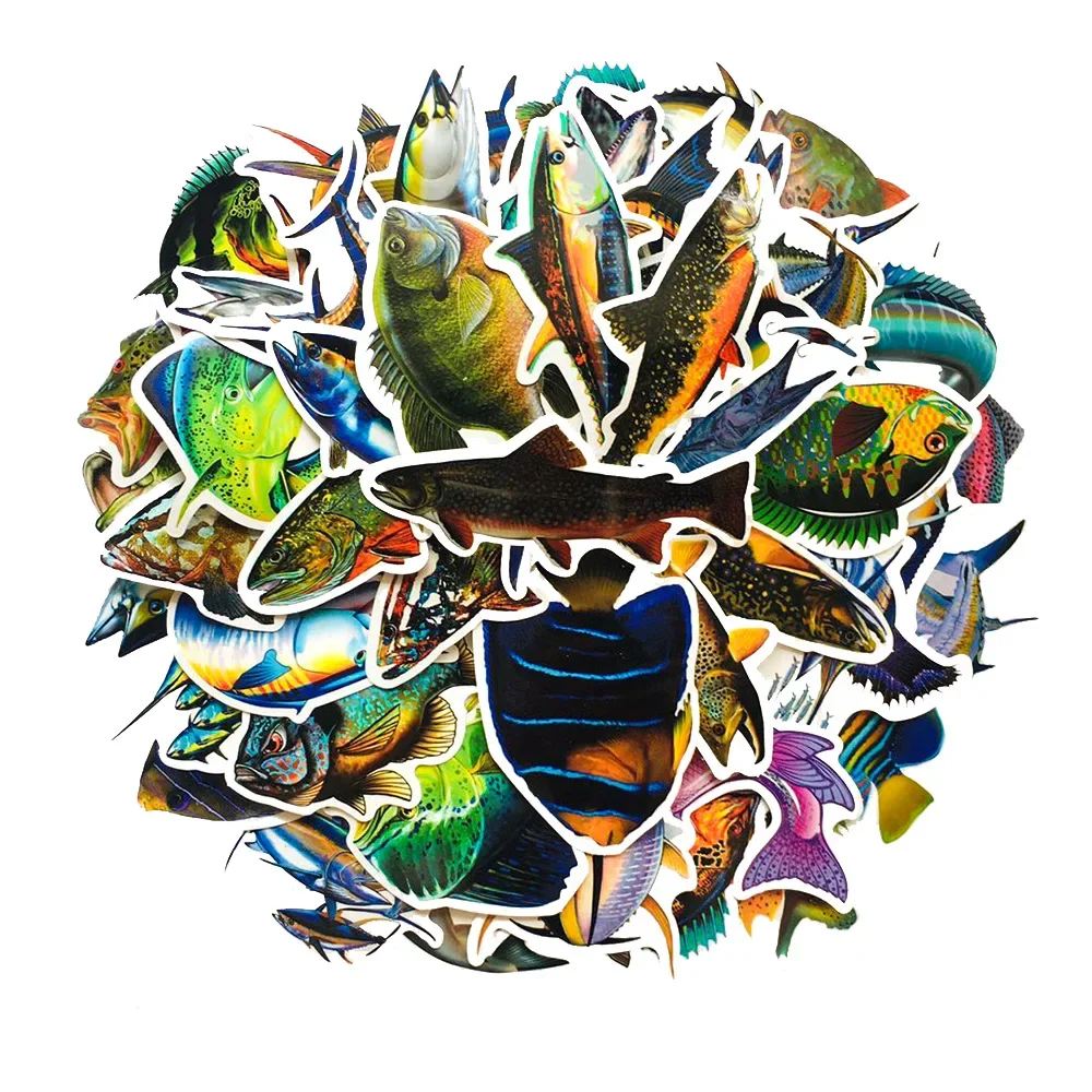 2Sets =100Pcs Outdoor Fishing Sea Fishing Stickers Water Cup Helmet Notebook Waterproof Stickers