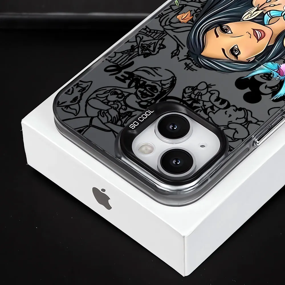 Disney Prinses Grappige Zachte Hoes Mobiele Pantser Telefoon Hoesje Voor Iphone 15 16 Plus 11 16 Pro 12 Pro X 14 Pro 13 Xs Max Xr