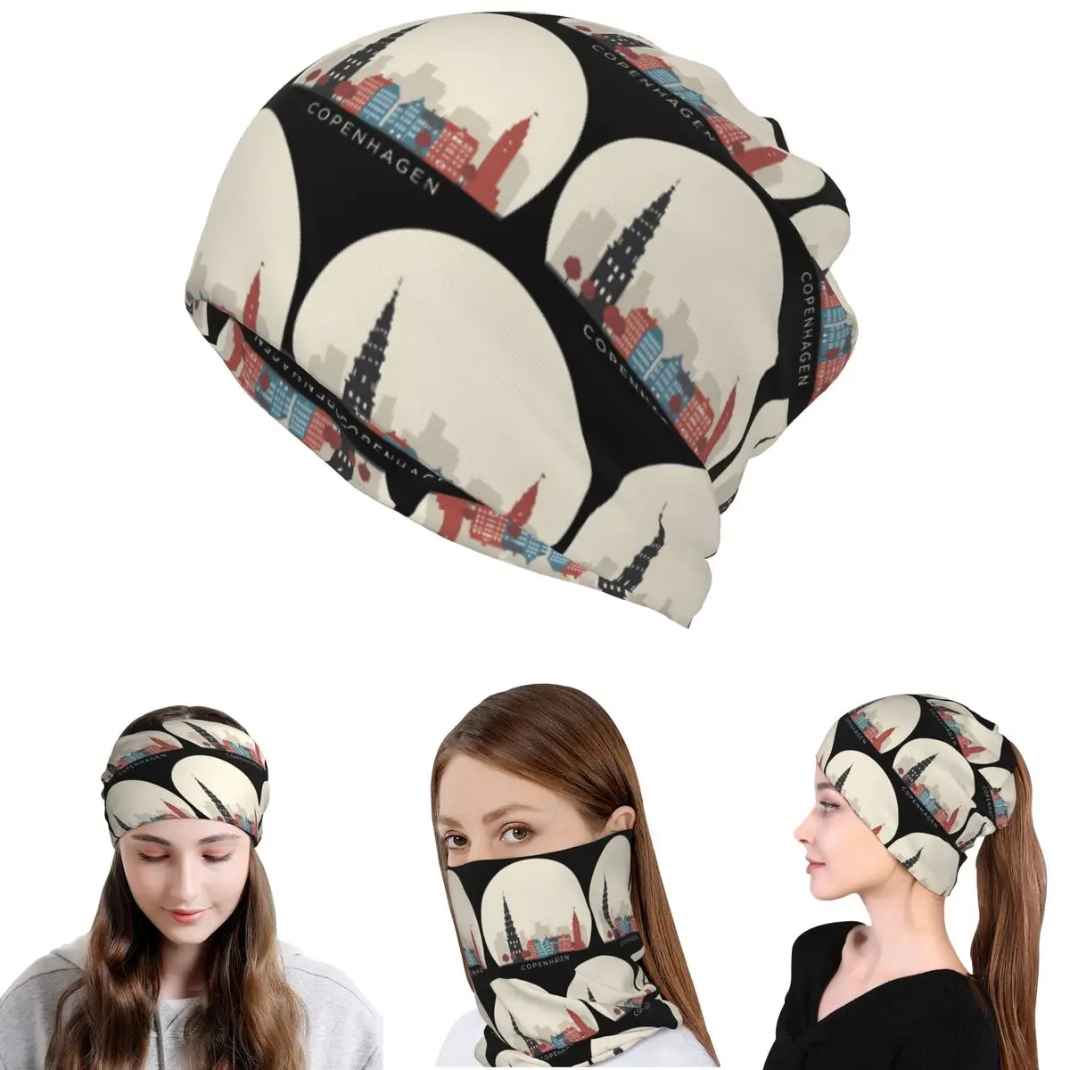 Copenhagen Travel Icon Bandana Halstuch, Maske, Schal, multifunktionaler Fahrradschal, Mütze, Unisex, für Erwachsene, für alle Jahreszeiten