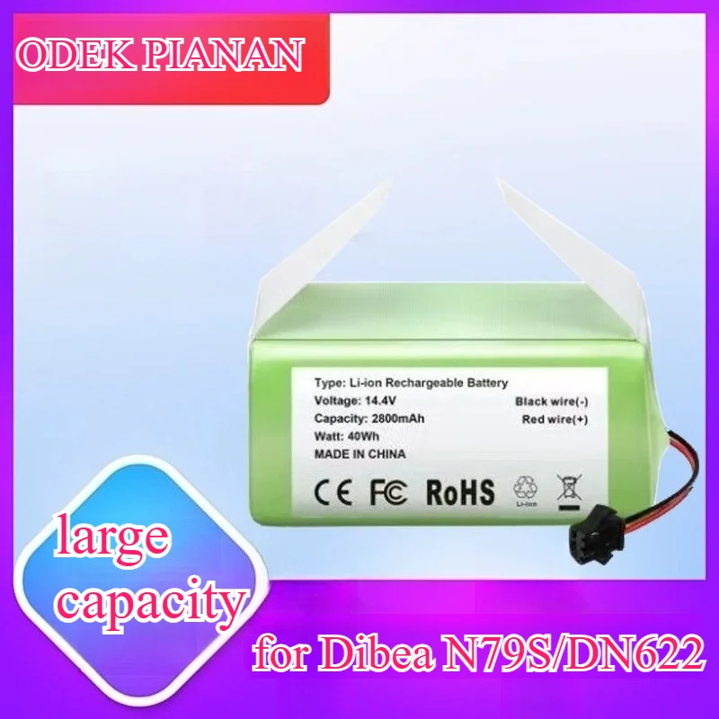 

6800mAh 14.4V Lithium Battery for Ecovacs T8/CR130 Replacement for Dibea N79S/DN622/EEUF 2.6X Runtime Perfect Fit Design