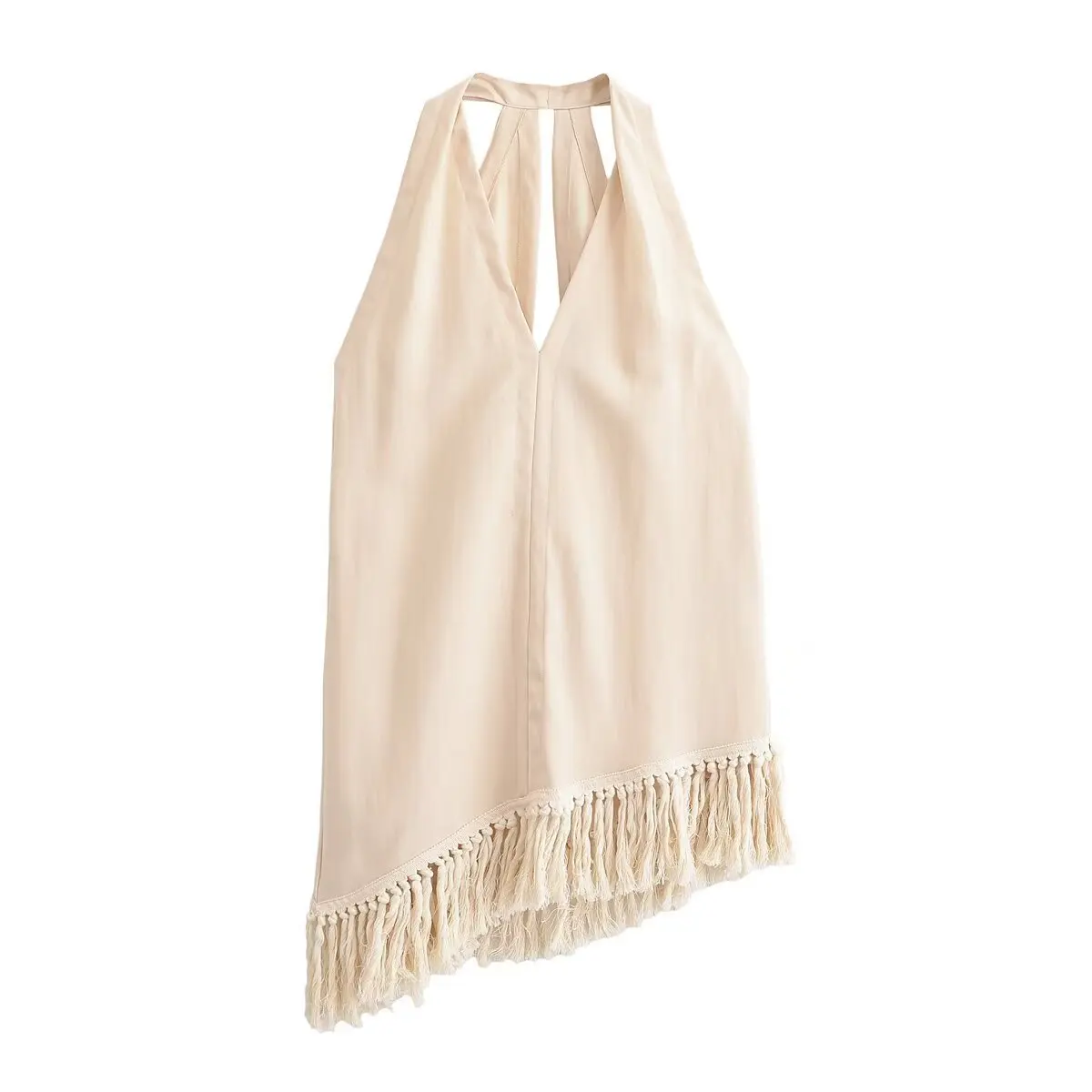 Fashion Fringe Neck Hanging Top Wide Leg Pants Set Women's Clothing Cross-Border Organic Cotton Casual All-Match Pure Color