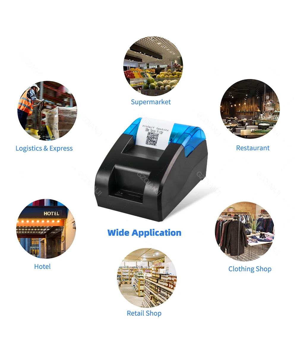 Impresora térmica de recibos, dispositivo portátil de escritorio de 58mm, puerto USB, bluetooth, POS, 5890K