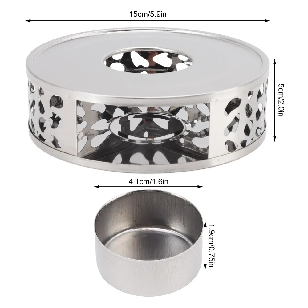 Picture 7: Stainless Steel Teapot Heater Ventilation Hole Hollow Design Tea Warmer Silver Brushed Finish Teapot Warmer Coffee Heating