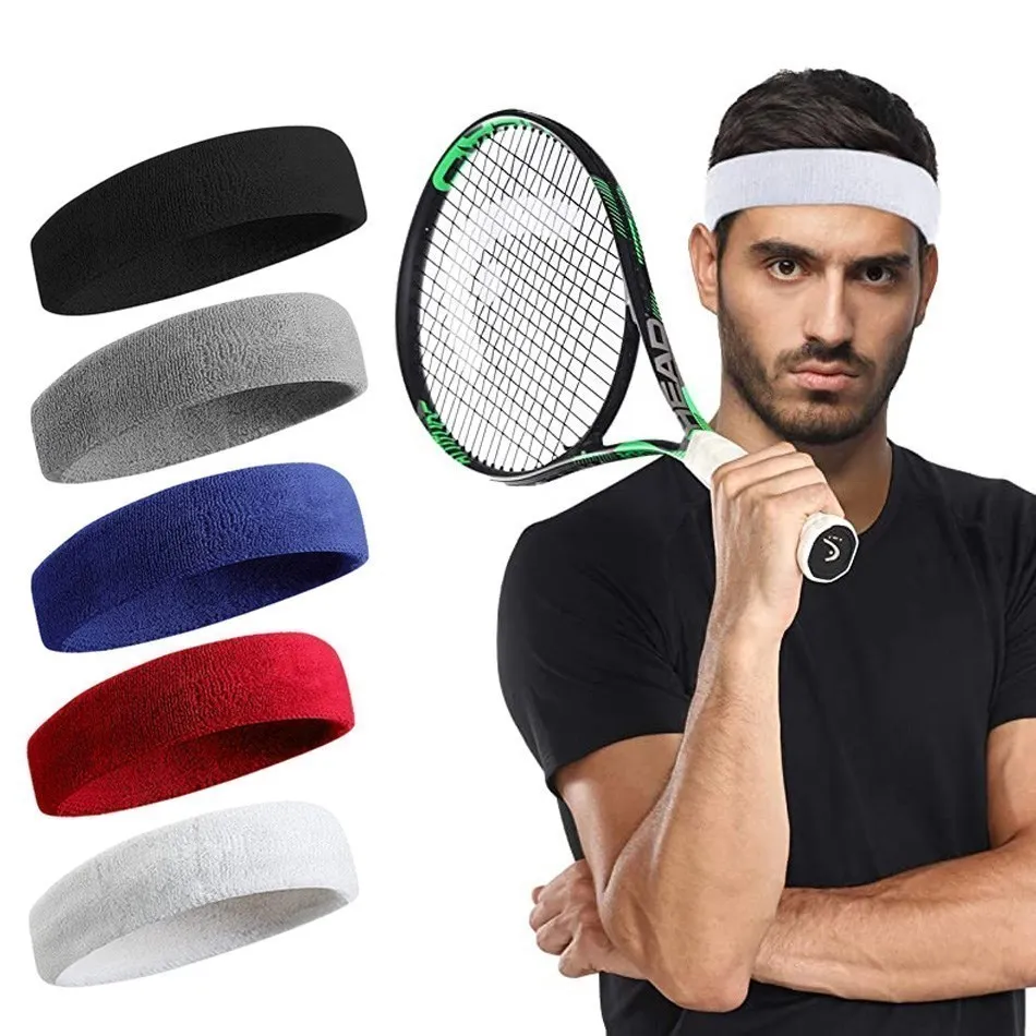 WOSWEIR Cotton Athletic Headband Elastic Sweatbands Basketball Sports Women Men Gym Fitness Sweat Hair Band Volleyball Tennis