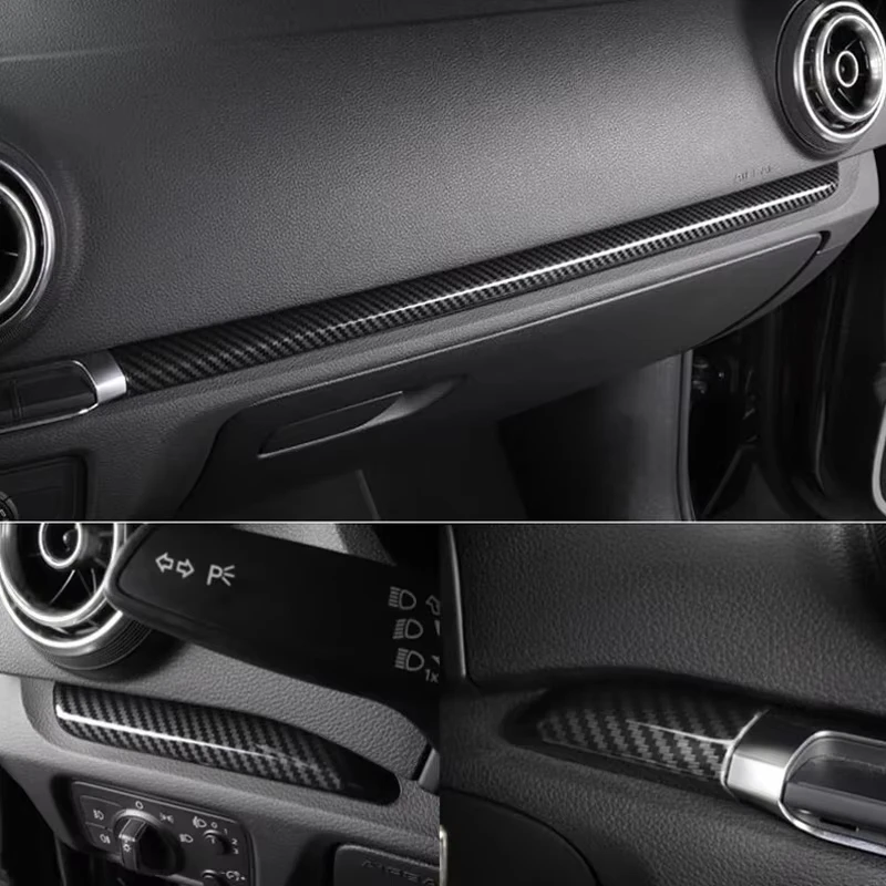 

Car Interior Moldings Center Console Dashboard Trim Strips Decor Cover ABS Carbon Fiber Style For Audi A3 8V 2014-2018 S3 2017